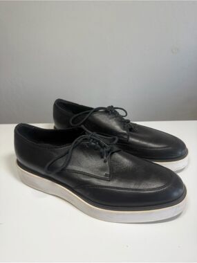 BOTTEGA VENETA Black Leather Platform Derby Shoes Sneaker Sole EU 39 / US 9